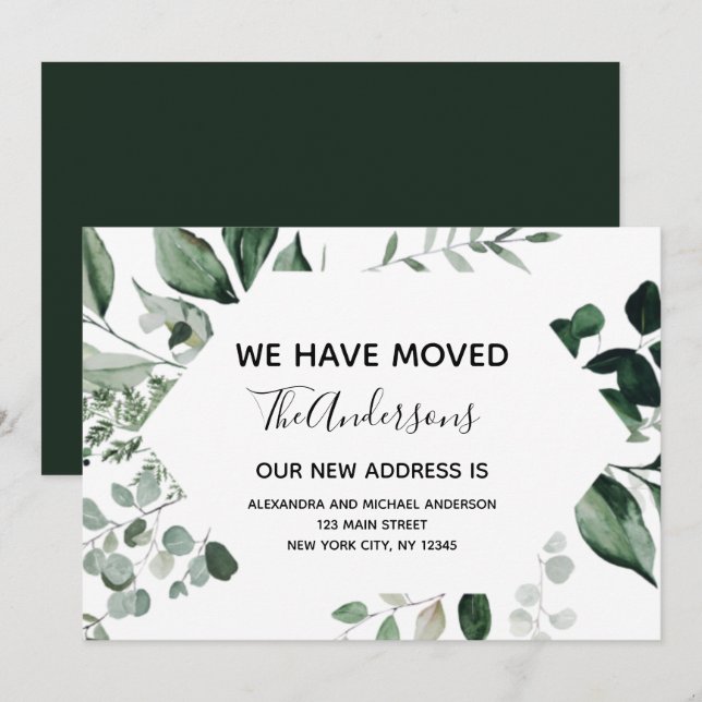 Moving Announcement Eucalyptus Greenery (Front/Back)