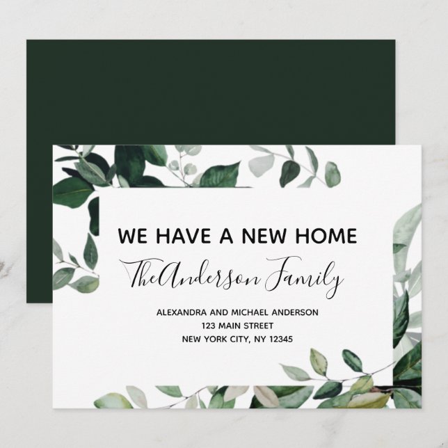 Moving Announcement Eucalyptus Greenery Postcard (Front/Back)