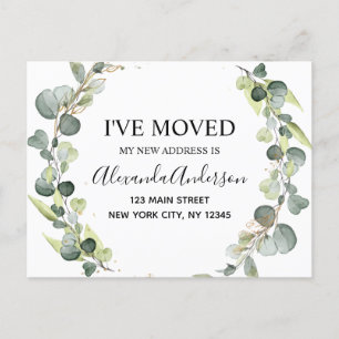 Moving Announcement Eucalyptus Greenery Watercolor
