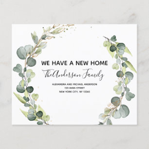 Moving Announcement Eucalyptus Greenery Watercolor Flyer
