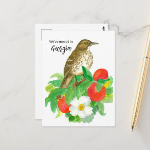 Moving Announcement Georgia Peaches Cherokee Rose Postcard