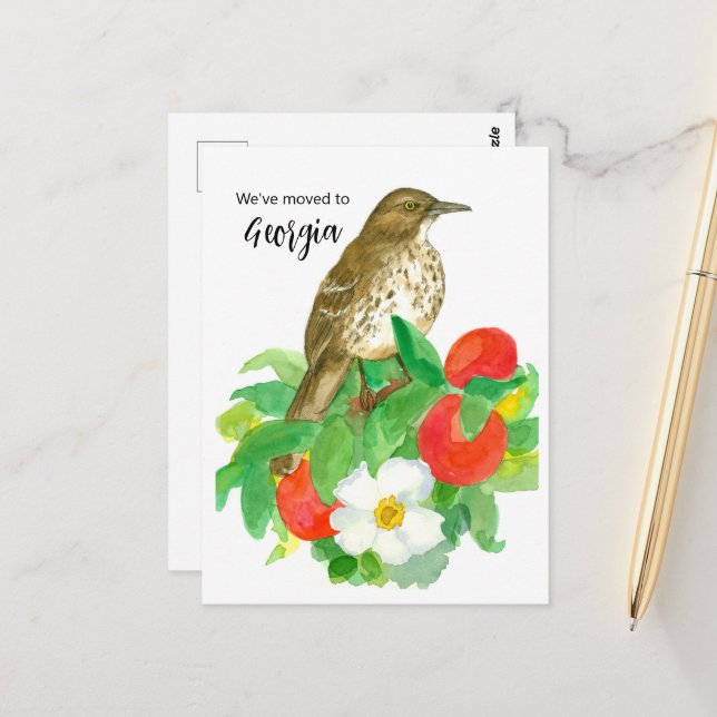 Moving Announcement Georgia Peaches Cherokee Rose Postcard (Front/Back In Situ)