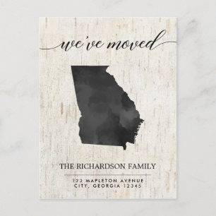 Moving announcement, Georgia state rustic Invitation Postcard