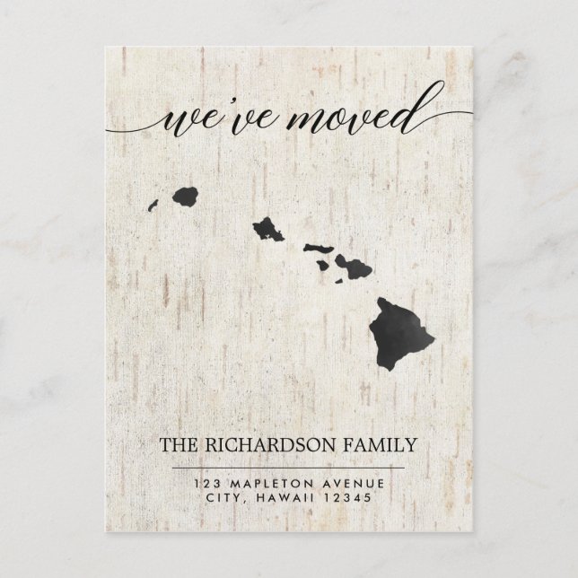 Moving announcement, Hawaii state rustic Invitation Postcard (Front)