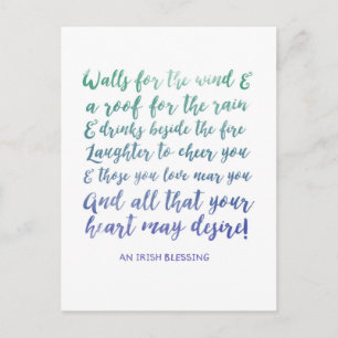 Moving Announcement Irish Blessing Postcard