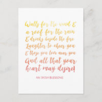 Moving Announcement Irish Blessing Postcard