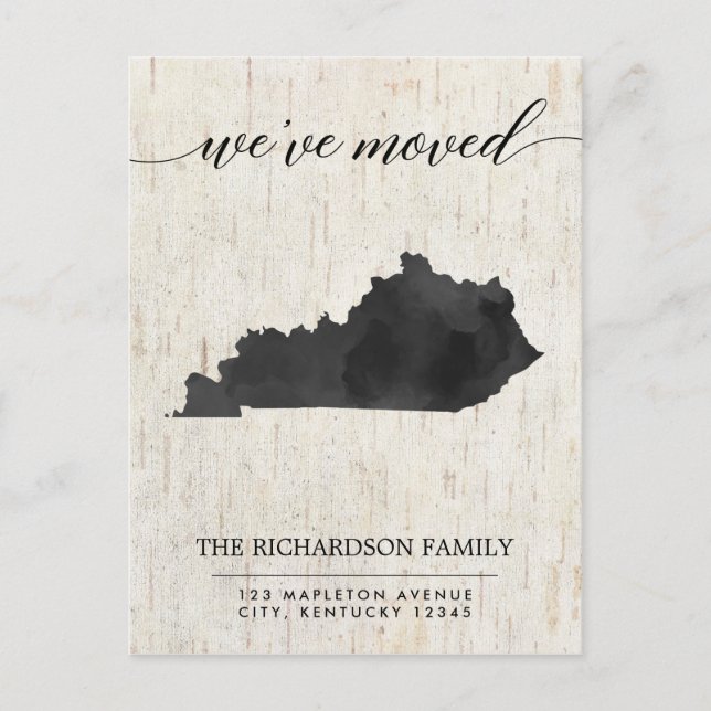 Moving announcement, Kentucky state rustic Invitation Postcard (Front)