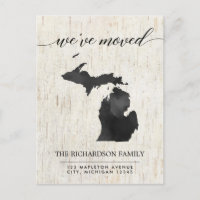 Moving announcement, Michigan state rustic