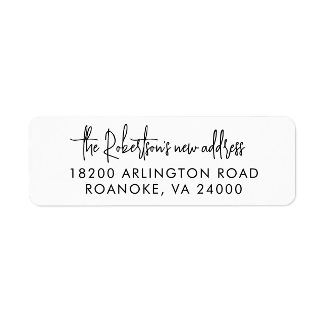Moving Announcement Modern Script Return Address Return Address Label (Front)
