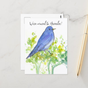 Moving Announcement Nevada Bluebird Sagebrush Postcard