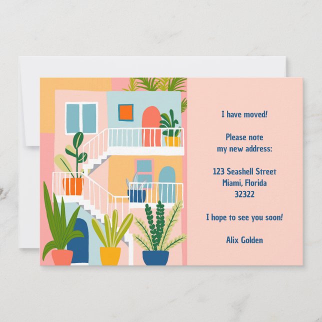 Moving Announcement New Address Colourful Apartmen (Front)