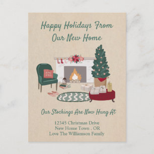 Moving Announcement   New Home for the Holidays Postcard