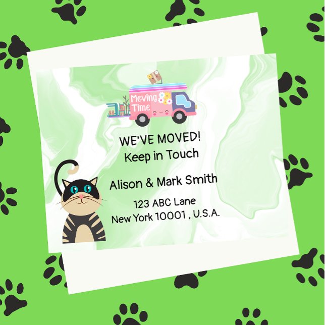 Moving Announcement New House  with cat Postcard (Creator Uploaded)