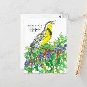 Moving Announcement Oregon Meadowlark Grape Postcard