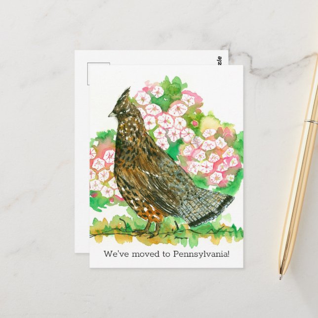 Moving Announcement Pennsylvania Ruffed Grouse Postcard (Front/Back In Situ)