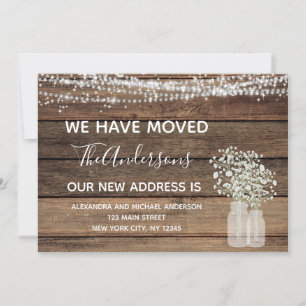 Moving Announcement Rustic Farmhouse Wood