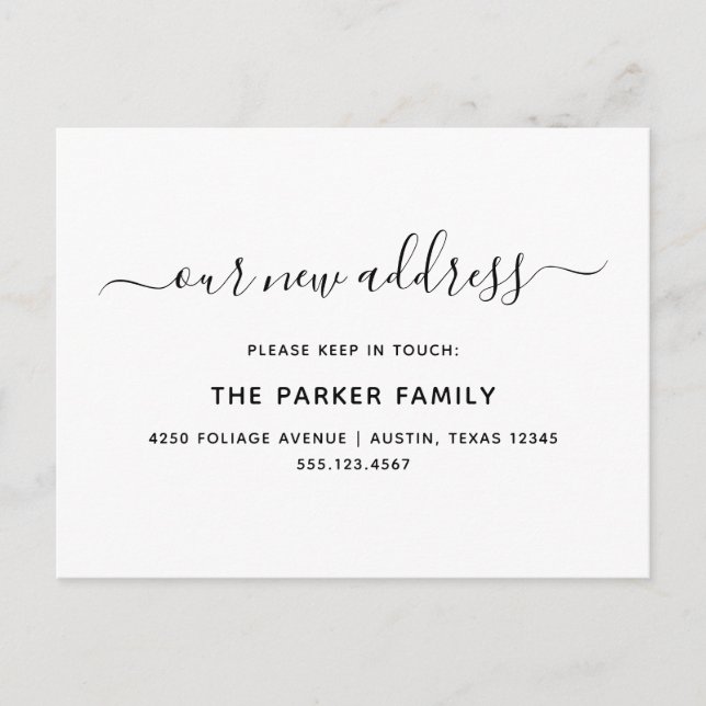 Moving Announcement | Simple Script Postcard (Front)