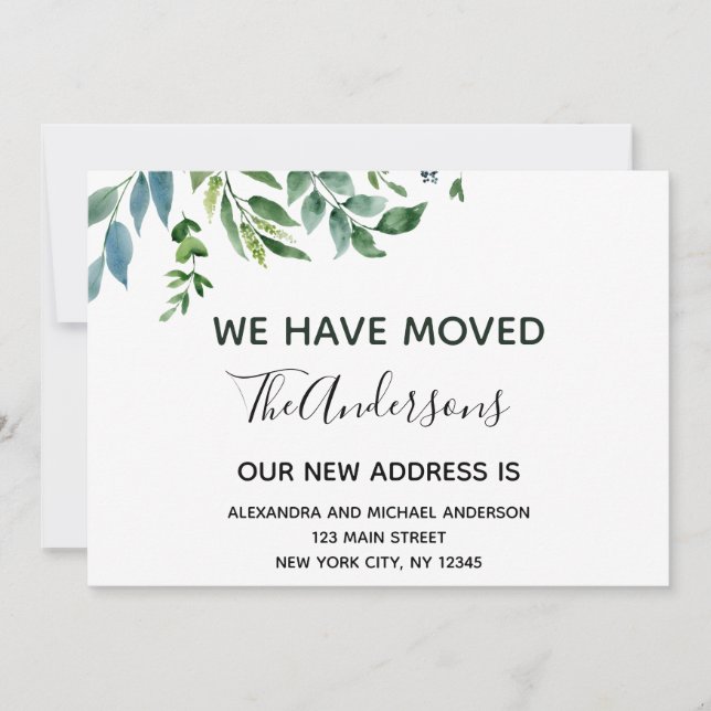 Moving Announcement Spring Greenery (Front)