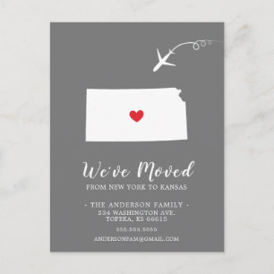 Moving Announcement State KANSAS Post Card