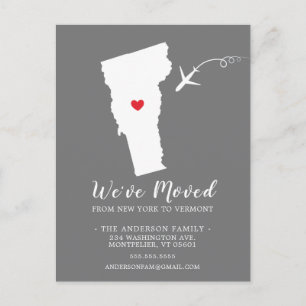 Moving Announcement State VERMONT Post Card