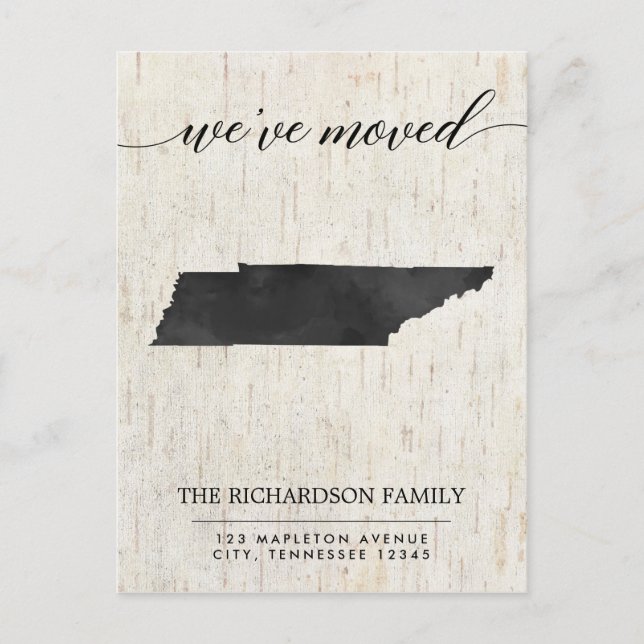 Moving announcement, Tennessee state rustic Invitation Postcard (Front)