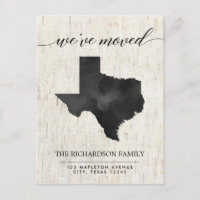 Moving announcement, Texas state rustic