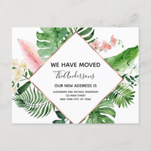 Moving Announcement Tropical Floral Watercolor