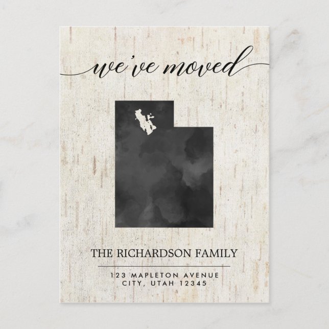 Moving announcement, Utah state rustic Invitation Postcard (Front)