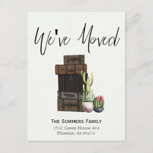 Moving Announcement We've Moved Suitcases Cactus Postcard