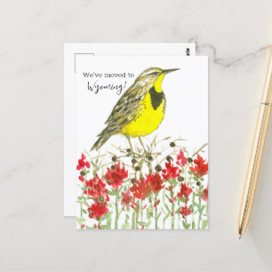 Moving Announcement Wyoming Meadowlark Paintbrush  Postcard