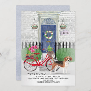 Moving Beagle Dog Bicycle Door New Home   Announcement