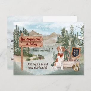 Moving Brittany Spaniel Woodland New Address     Announcement Postcard