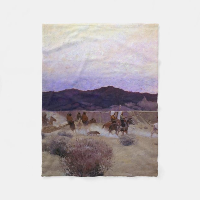 Moving Camp by Newell Convers Wyeth Fleece Blanket (Front)