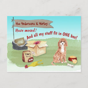 Moving Cute Cavapoo Dog Toys Our New Home    Postcard