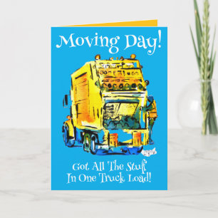 Moving Day Yellow Garbage Truck Annoucement Card