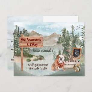 Moving English Bulldog Woods New Address         Announcement Postcard