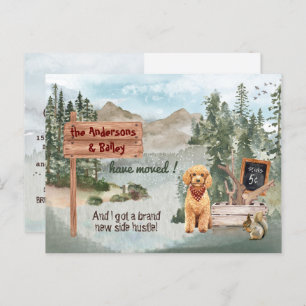 Moving Goldendoodle Puppy Woods New Address Announcement Postcard