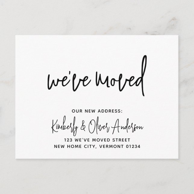 Moving Handwritten Calligraphy New Address Announcement Postcard (Front)