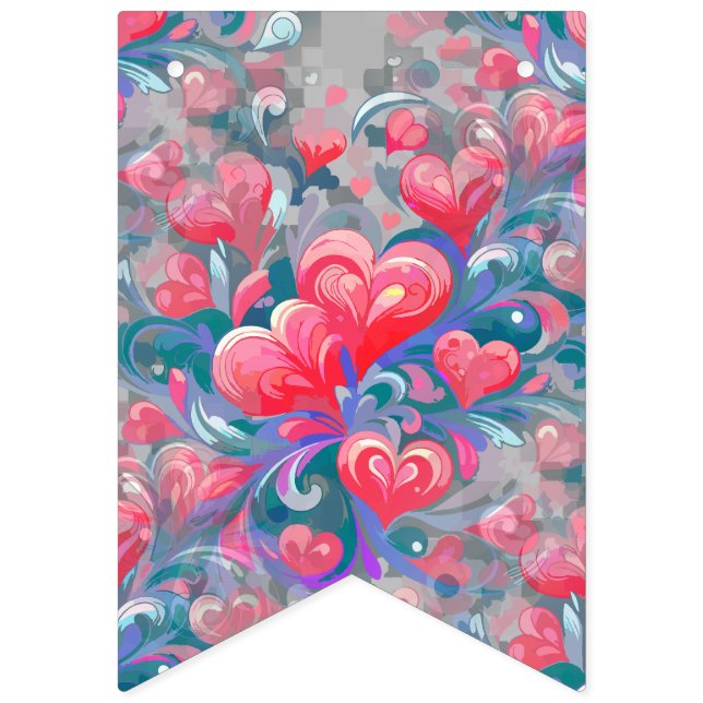 Moving heart pattern, red and blue. bunting  (First Flag)