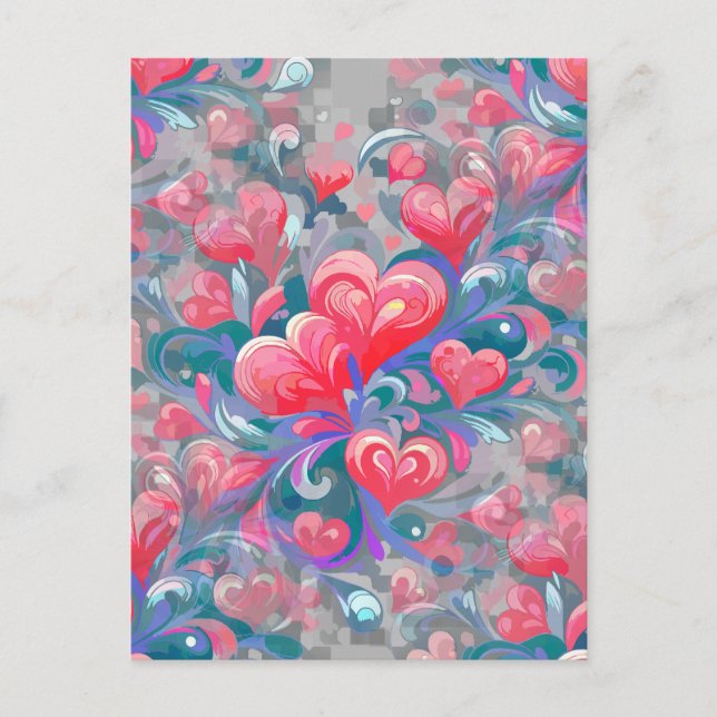 Moving heart pattern, red and blue. postcard (Front)