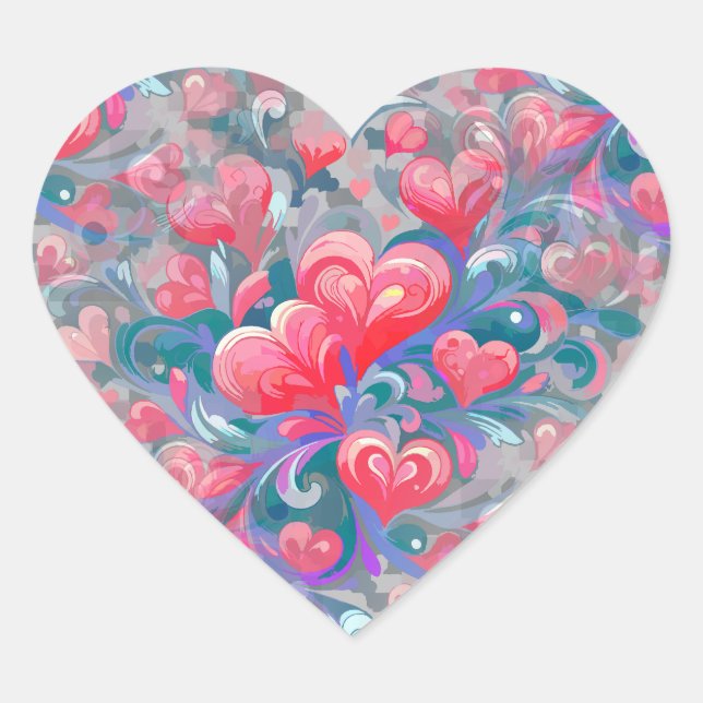 Moving heart pattern, red and blue. sticker (Front)