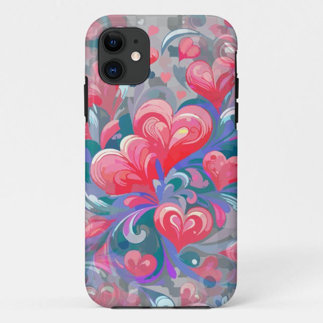 Moving hearts pattern, red and blue. Case-Mate iPhone case (Back)