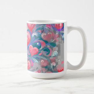 Moving hearts pattern, red and blue. coffee mug