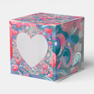 Moving hearts pattern, red and blue. favour box