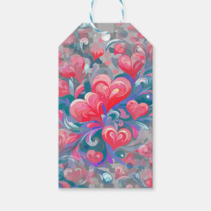 Moving hearts pattern, red and blue. gift tags