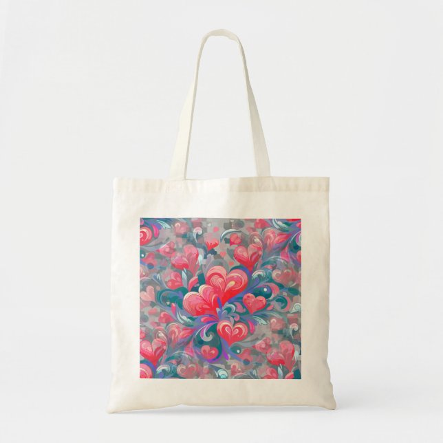 Moving hearts pattern, red and blue. tote bag (Front)