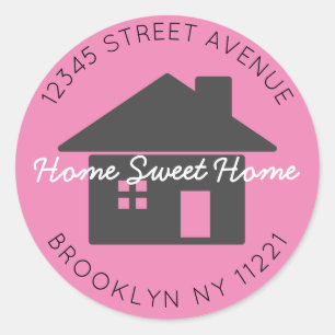 Moving Home Sweet Home Pink Return Address Label