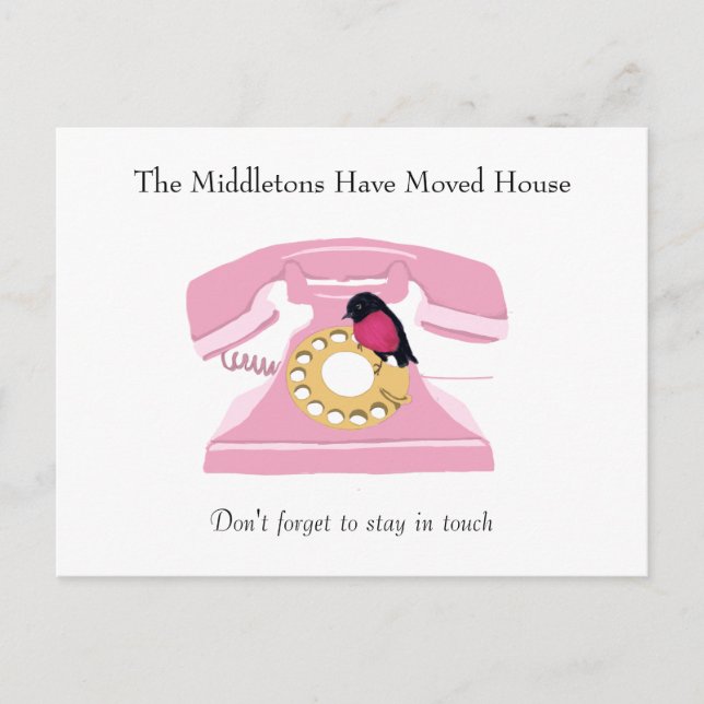 Moving House Telephone Fun Pink  Postcard (Front)