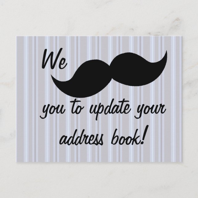 Moving Moustache Announcement Postcard (Front)