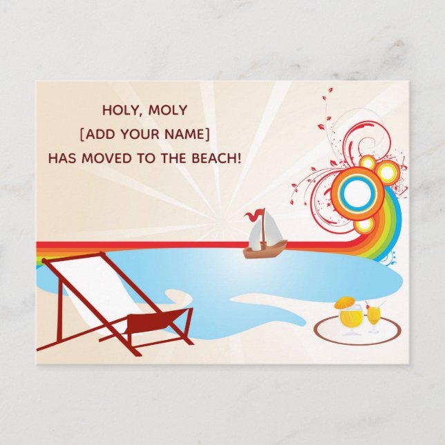 Moving New Address Beach Announcement Postcard (Front)